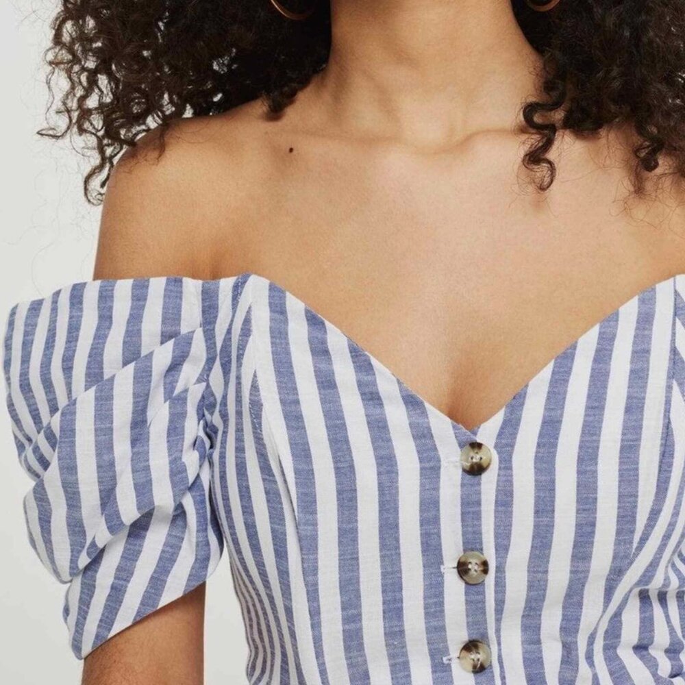 Topshop Blue White Crop Top